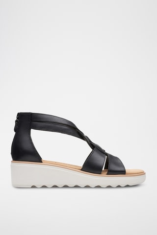 Sandales compensées en cuir Jillian - Noir