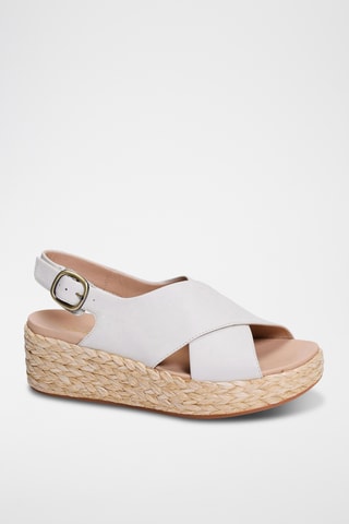 Sandales compensées en cuir Kimmei Cross - Blanc