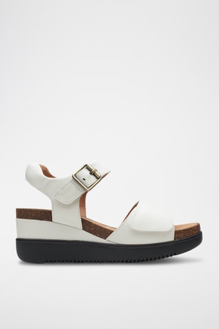 Sandales compensées en cuir Lizby Strap - Blanc