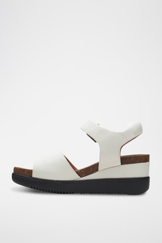 Sandales compensées en cuir Lizby Strap - Blanc