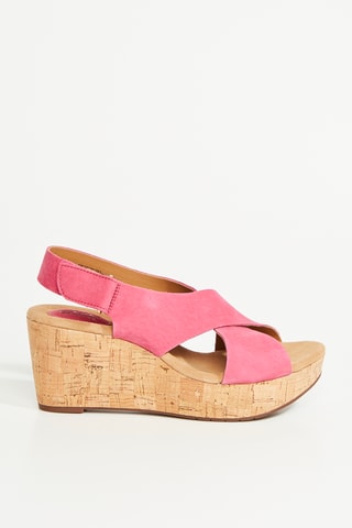 Sandales compensées en cuir Caslynn - Fuchsia