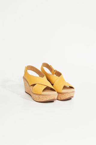 Sandales compensées en cuir Aisley - Jaune