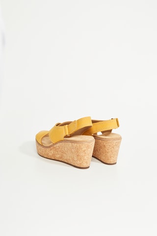 Sandales compensées en cuir Aisley - Jaune