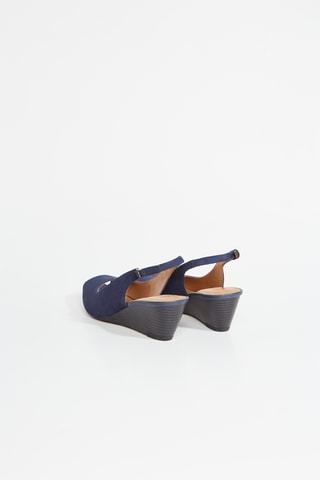 Sandales compensées en cuir Brielle - Bleu marine