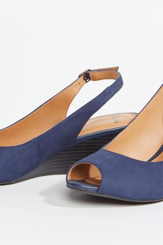 Sandales compensées en cuir Brielle - Bleu marine