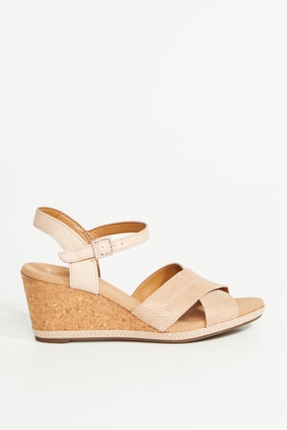 Sandales compensées en cuir Helio - Beige clair