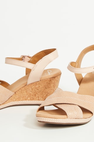 Sandales compensées en cuir Helio - Beige clair