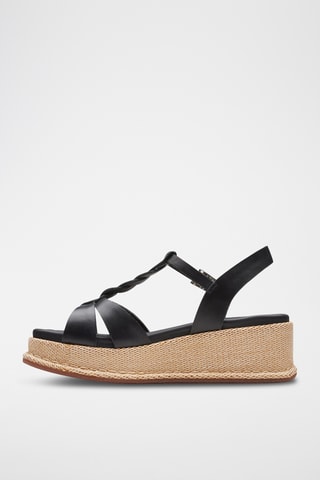 Sandales compensées en cuir Kimmei Twist - Noir