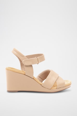 Sandales compensées en nubuck Tulip Gem - Beige