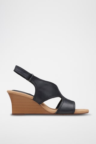 Sandales compensées en cuir Kyarra - Noir