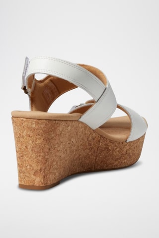 Sandales compensées en cuir Rose - Blanc