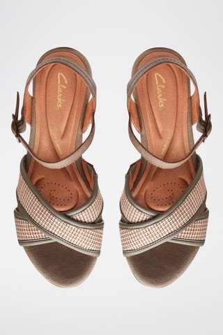 Sandales compensées en cuir Elleri - Vert olive