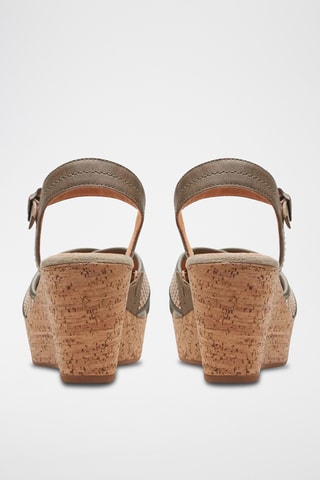 Sandales compensées en cuir Elleri - Vert olive