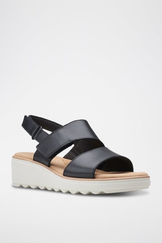 Sandales compensées en cuir Jillian - Noir