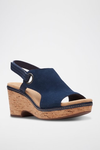 Sandales à talons en nubuck Giselle - Bleu marine