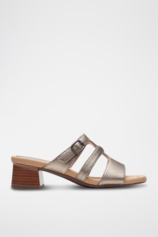 Mules à talons en cuir Desirae - Doré