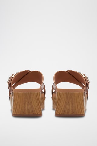 Mules à talons en cuir Sivanne Walk - Marron clair