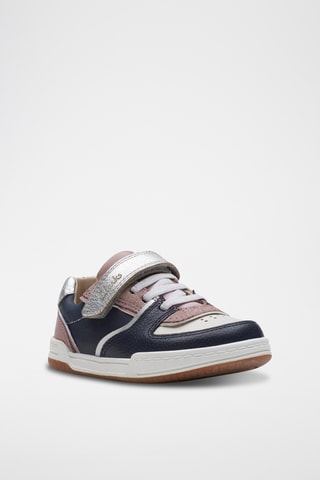 Baskets en cuir Fawn Craft - Vieux rose et bleu marine