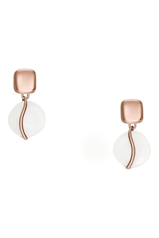 Pendientes - Rosa dorado y blanco