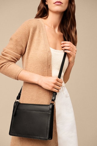 Bandolera de piel - Negro