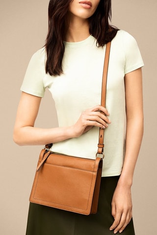 Bandolera de piel - Camel