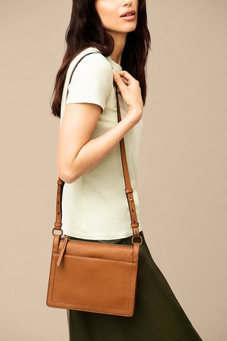 Bandolera de piel - Camel