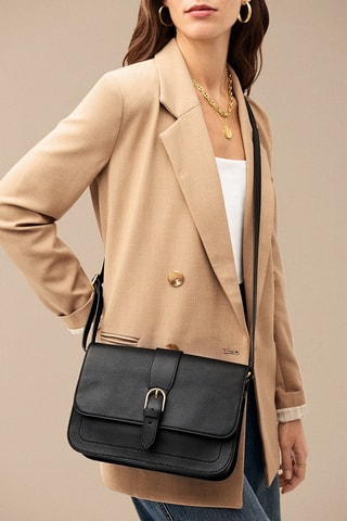 Bandolera de piel - Negro