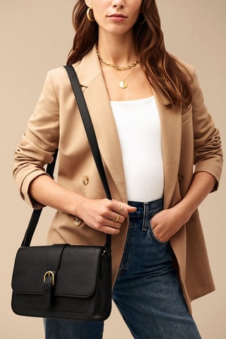 Bandolera de piel - Negro