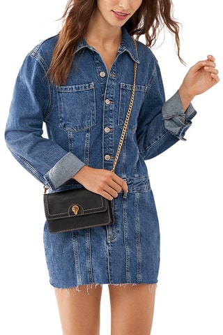 Bandolera de piel Ainsley - Azul marino