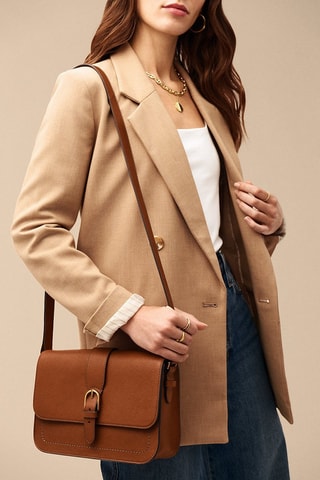 Bandolera de piel - Marrón