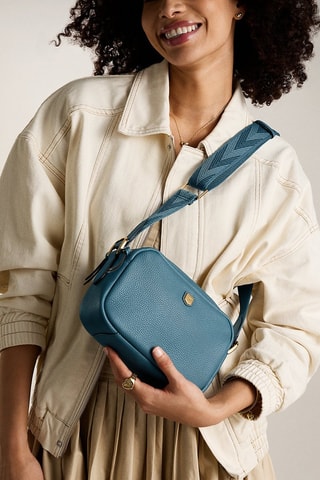 Bandolera de piel - Azul petróleo