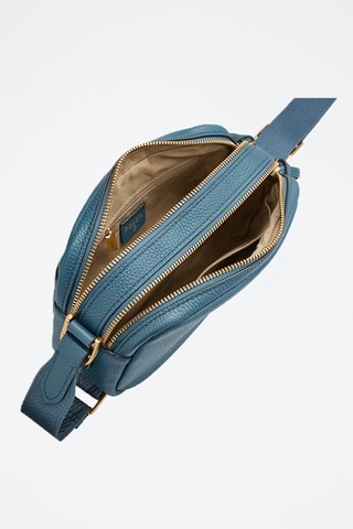 Bandolera de piel - Azul petróleo