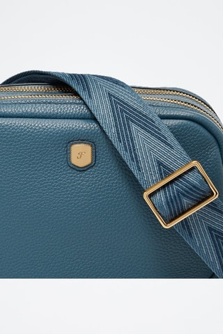 Bandolera de piel - Azul petróleo