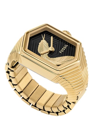Anillo reloj de cuarzo - Dorado y negro