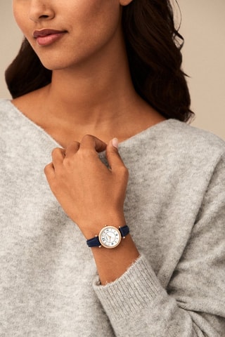 Reloj de cuarzo de piel - Azul