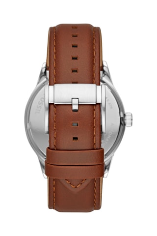 Reloj automático de piel Flynn - Marrón y plateado