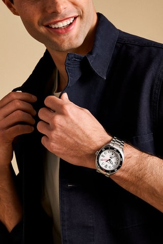 Reloj de cuarzo de acero - Plateado y negro