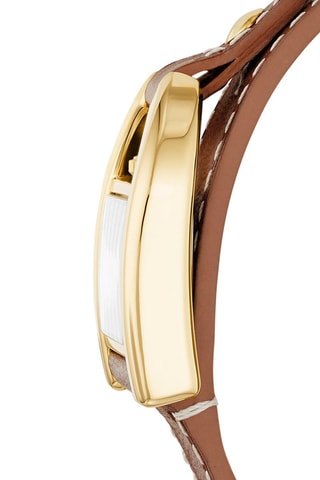 Reloj de cuarzo de piel - Marrón y dorado