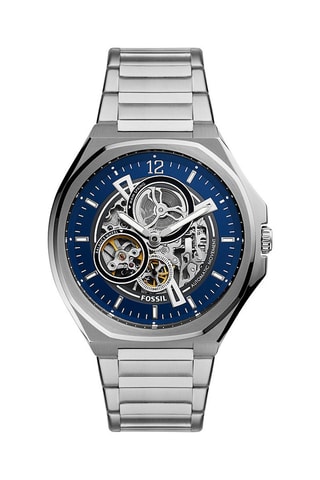 Reloj automático de acero - Plateado y azul marino