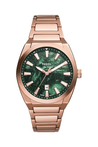 Reloj de cuarzo de acero inoxidable - Rosa dorado y verde