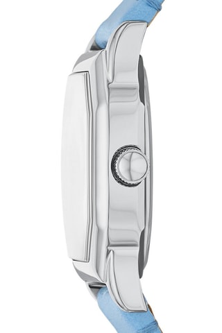 Reloj de cuarzo de piel - Azul claro y plateado