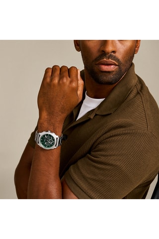 Reloj de cuarzo de acero - Cronógrafo - Plateado