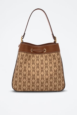 Bolso saco de piel Tessa Bucket Crossbody - Marrón y beige