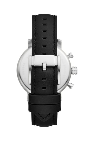 Reloj de cuarzo de piel Rhett - Negro y plateado