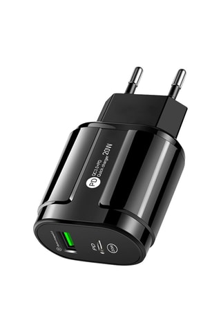Caricabatteria presa elettrica 20W USB Quickcharge & PD USB tipo-C - Nero