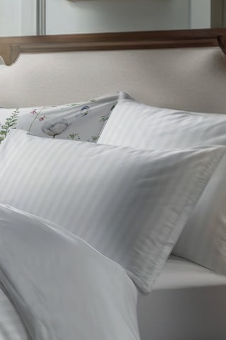 2 fundas de almohada de satén de algodón Dobby - Blanco