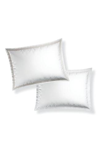 2 fundas de almohada de satén de algodón Cannes - Blanco