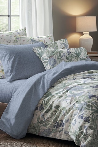 Juego de nórdico reversible de satén de algodón Jardin du paradis - Blanco