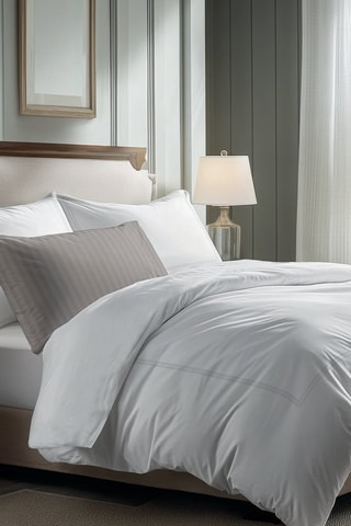 Sábana encimera de satén de algodón Cannes - Blanco