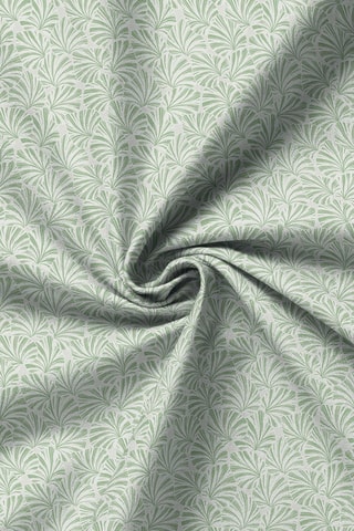 Sábana encimera de satén de algodón Feuilles d’amour - Verde